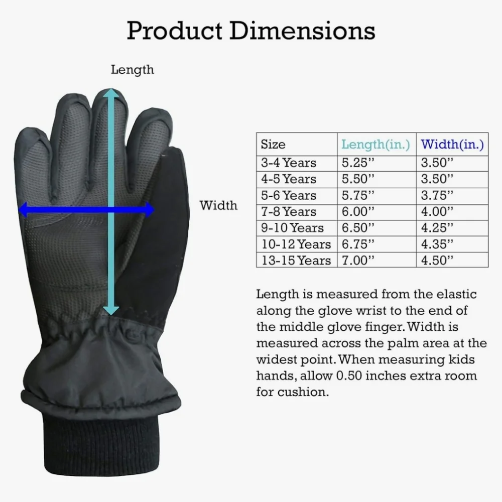 N'Ice Caps kids waterproof winter thinsulate gloves - black